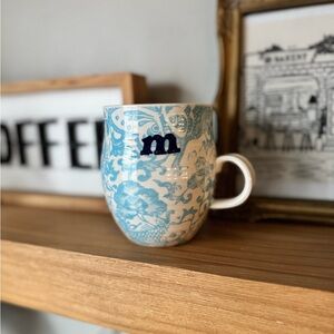 Anthropologie Initial M Blue and White Mug